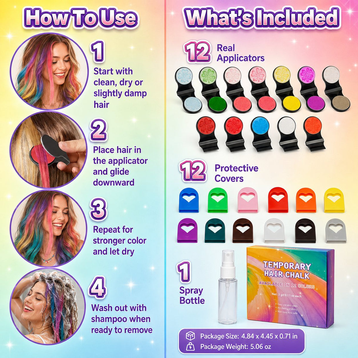 🔥Halloween Temporary Hair Color 🌈12-Color Temporary Hair Chalk Applicator Set