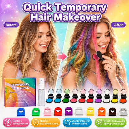 🔥Halloween Temporary Hair Color  🌈12-Color Temporary Hair Chalk Applicator Set