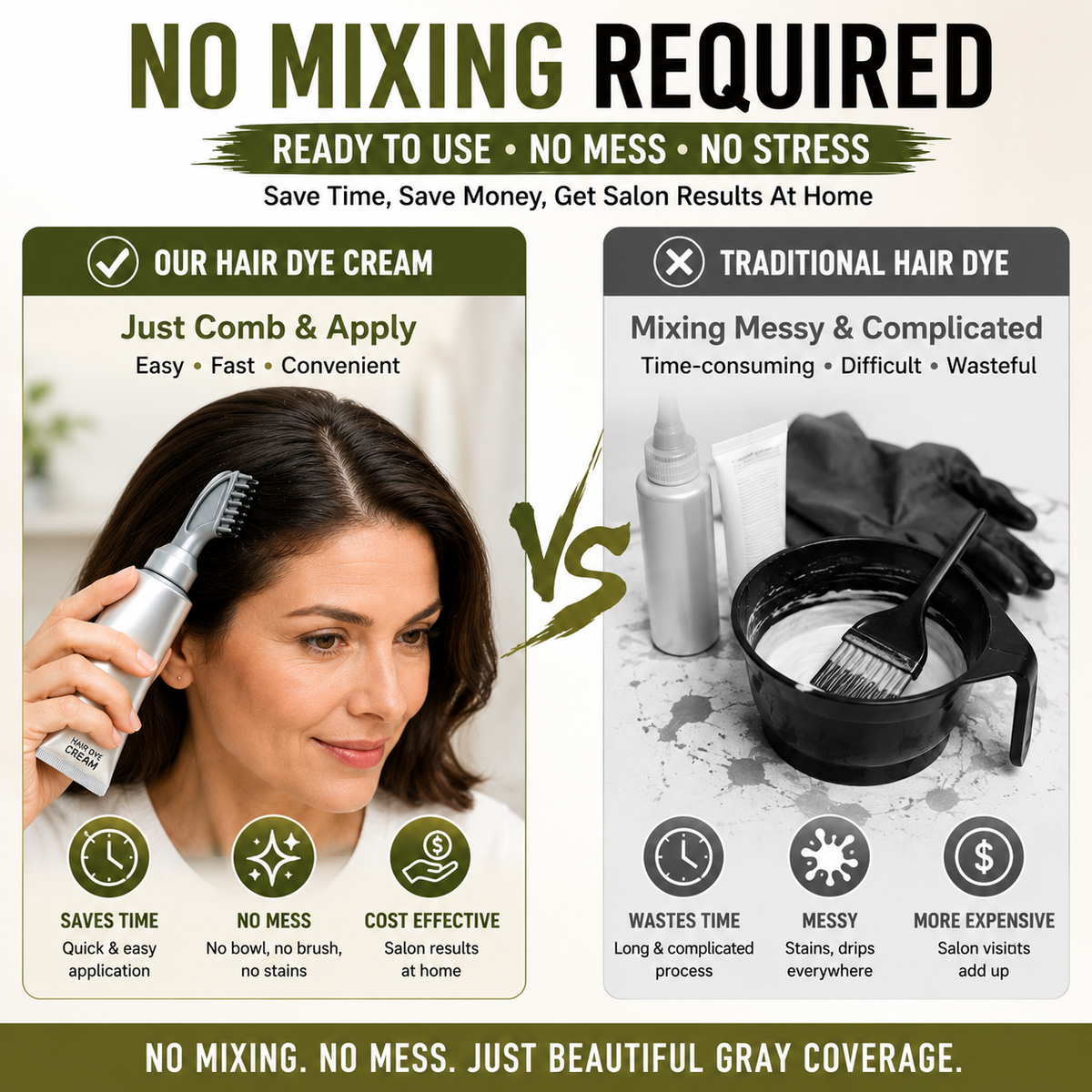 Instant Gray Coverage Hair Dye Comb for Men &Women