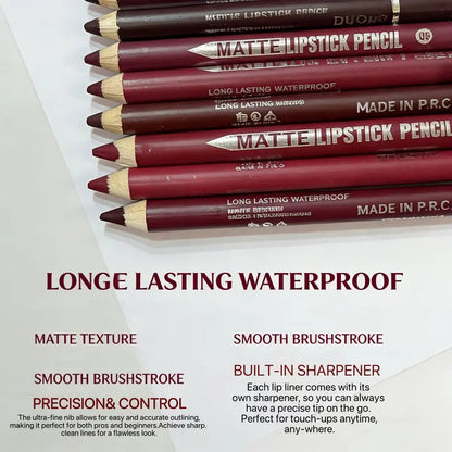 12Pcs Matte Lip Liner With Sharpener Set