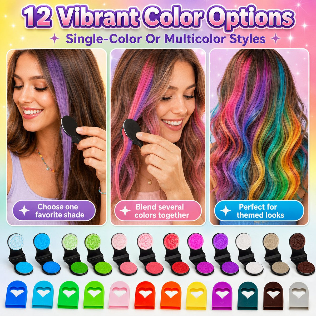 🔥Halloween Temporary Hair Color  🌈12-Color Temporary Hair Chalk Applicator Set