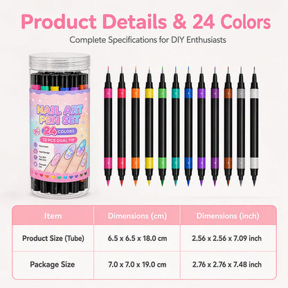 Original SIVORNAS package and size illustration for the 24-color pen set